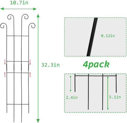 4 Pack 32 Inch Plant Trellis Outdoor Metal Trellis for Climbing Plants Indoor Garden Trellis for