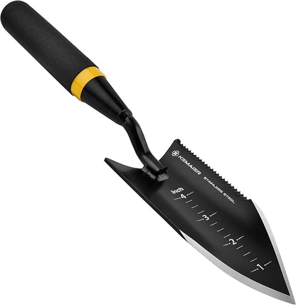 Heavy-Duty Trowel Garden Tool, Stainless Steel Serrated Hand Shovel for Effortless Digging, Weed