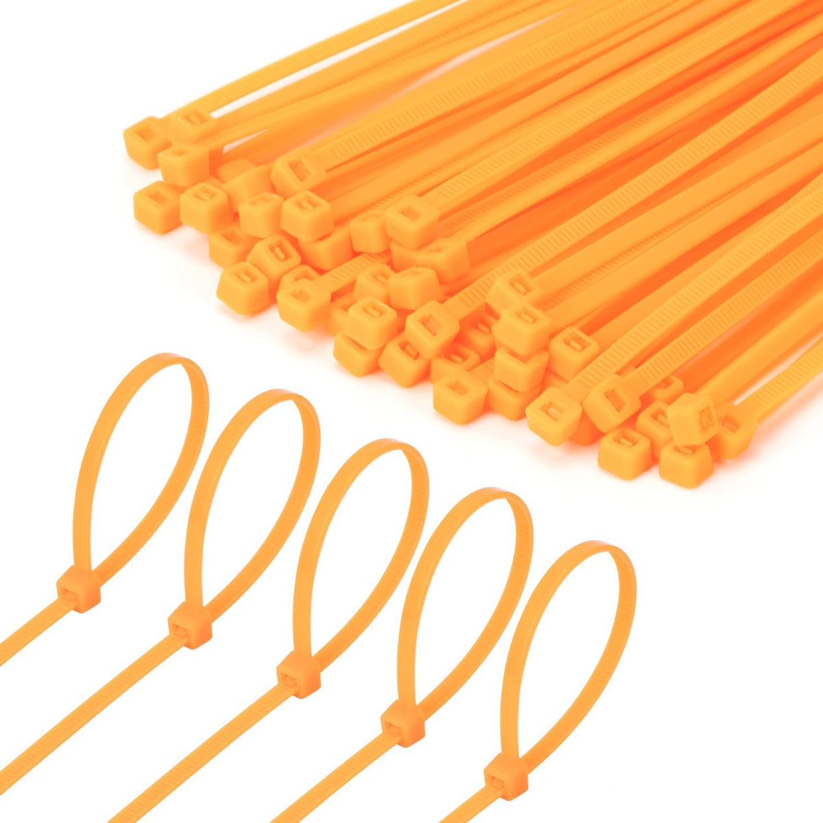 8 Inch Orange Zip Tie 1000 PCS, 40 Lbs - Small to Medium Zip Tie, Nylon PA66 UV Resistant Cable Tie