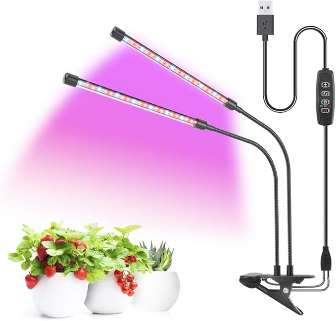 LED Plant Grow Lights for Indoor Plants 40 LED Full Spectrum Dual Head Plant Lights, 3 Switch
