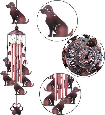 36 Inch Dogs Wind Chimes Outdoor/Indoor Decor - Metal Dog Musical Wind Bells, Mobile Romantic Dog