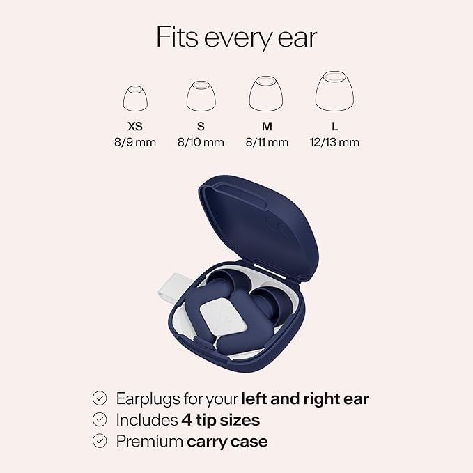 Alpine Silence Earplugs for Sleep, Focus & Travel - V-Shape Fit & Soft Oval Tips – 4 Sizes XS/S/M/L