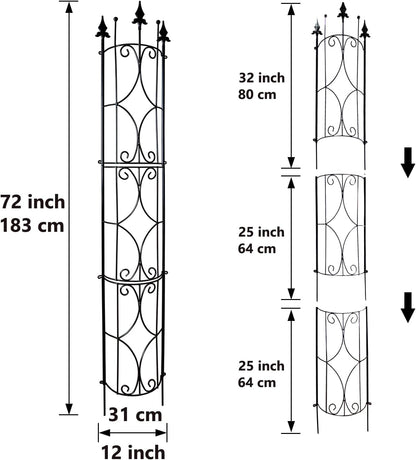 Garden Trellis 2 Pack 72'' H x 12'' W Metal Plant Trellis Indoor/Outdoor Metal Garden Trellis Plant