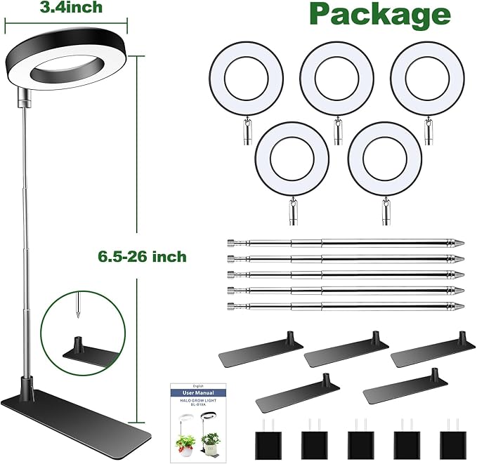 Grow Lights for Indoor Plants, Full Spectrum Plant Lights for Indoor Growing, Height Adjustable