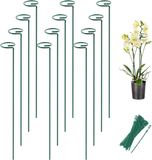 Joyhalo 12 Pack Plant Support Stakes 24 Inch, Plant Stakes, Flower Stakes with 24 Twist Ties