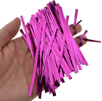 HAHIYO 300Pcs 4 inches Rose Red Metal Twist Ties Bread Candy Coffee Bag Ties Plant Garden Twist