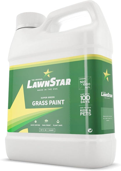 Grass Paint Concentrate (500-1,000 sq ft) - for Dormant, Patchy or Faded Lawn - Lush Green Turf