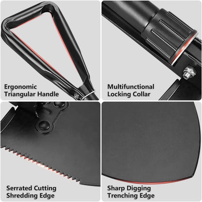 Camping Shovel, 18.5'' Lightweight Digging Shovel Portable Ergonomic High Carbon Steel Folding