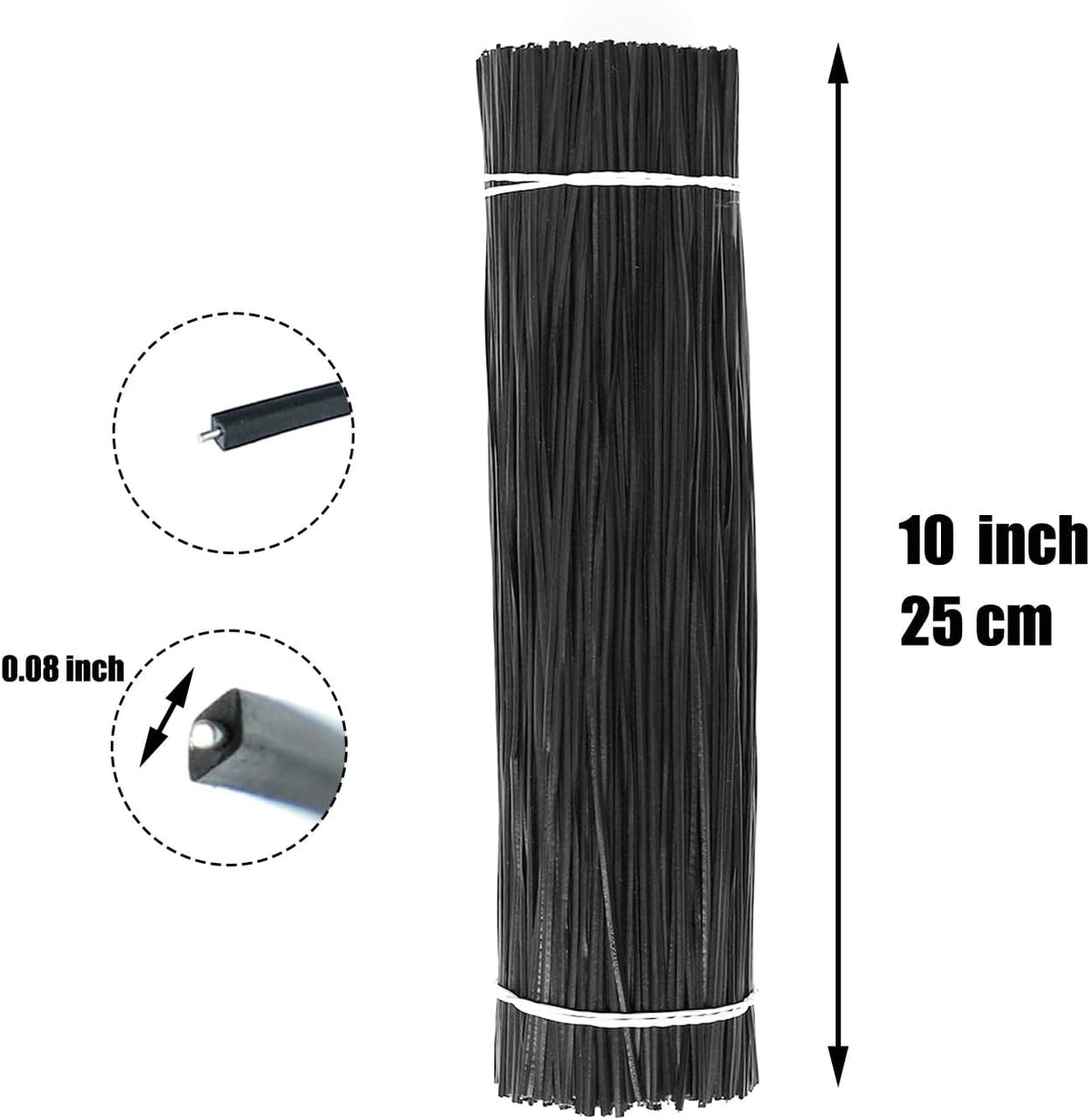 1000 pcs 10 inch Black Cable Twist Ties Plastic Twist Ties with Rugged Metal Innercores Reusable
