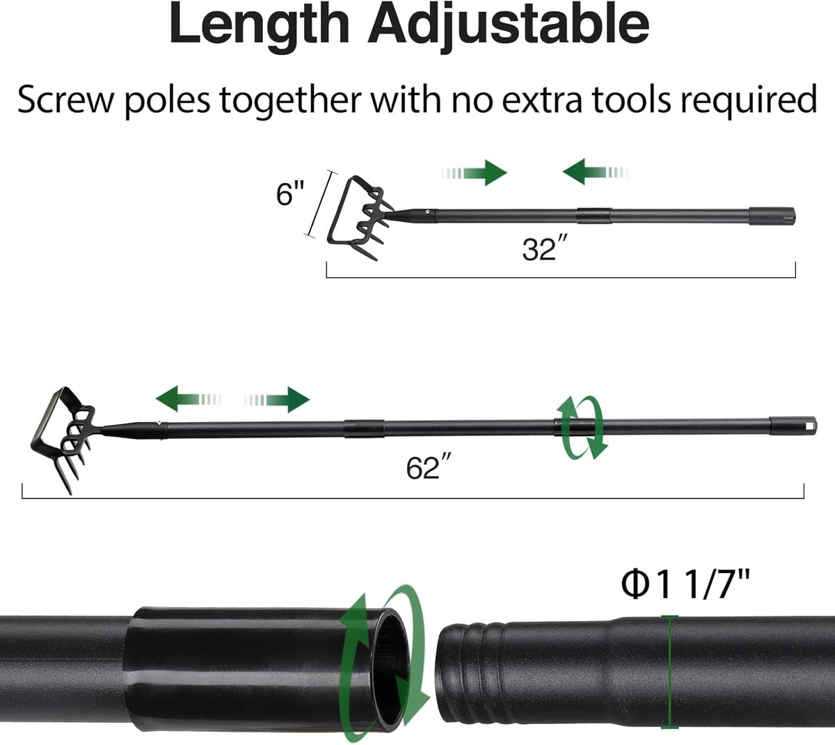 Stirrup Hoe and Cultivator Garden Tool Heavy Duty, Scuffle Loop Hula Action Hoe Weeding Gardening