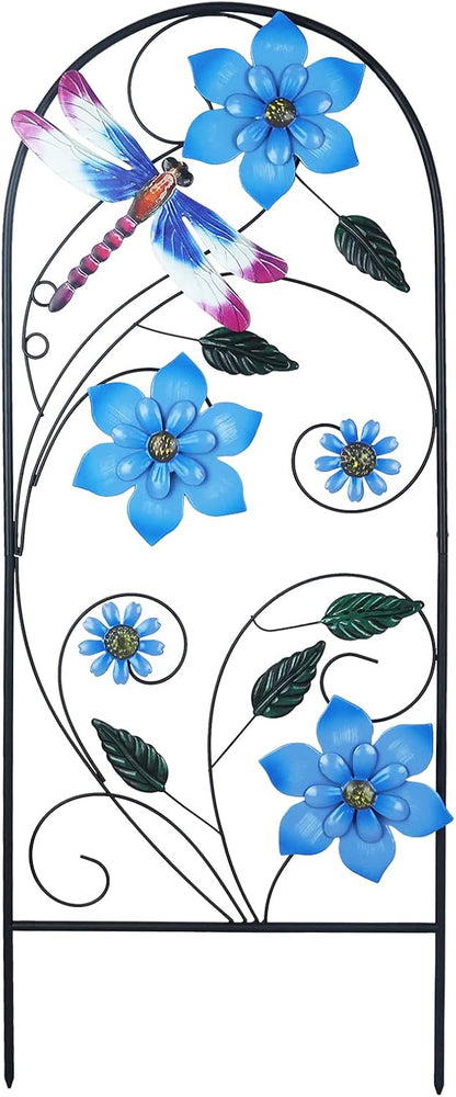 Garden Decor for Outside, YEAHOME 34 Inch Decorative Garden Stakes with Flowers Dragonflies, Metal
