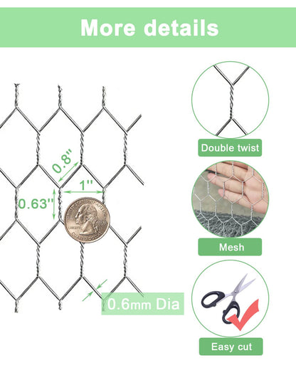 Garden Poultry Chicken Wire Netting - 36 '' × 50 ' Garden Fence Animal Barrier, Chicken Wire for