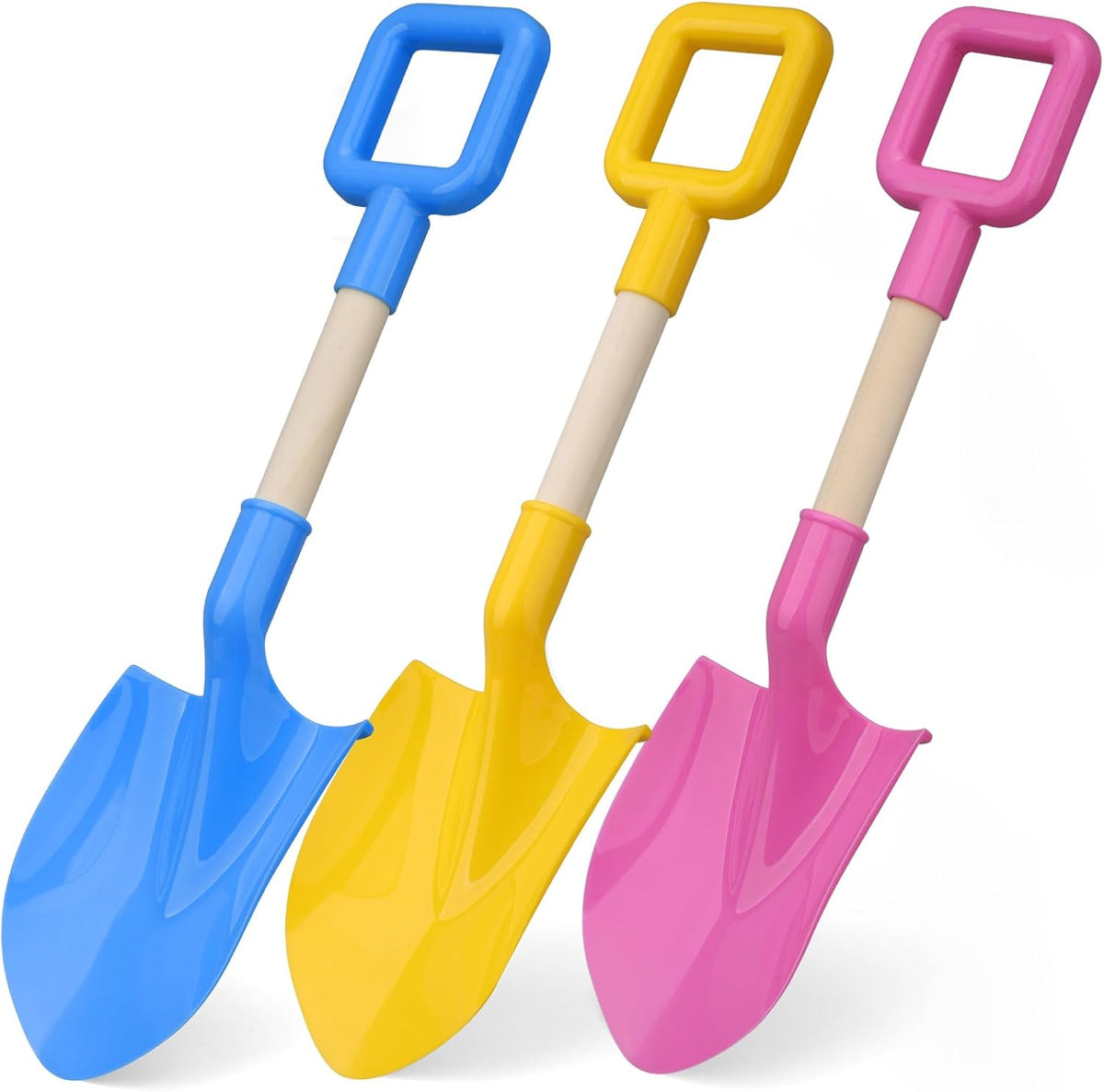 Kids Sand Shovels 16" Long Kids Beach Spade Durable Wood Handle ABS Plastic Spade Garden Tool Set