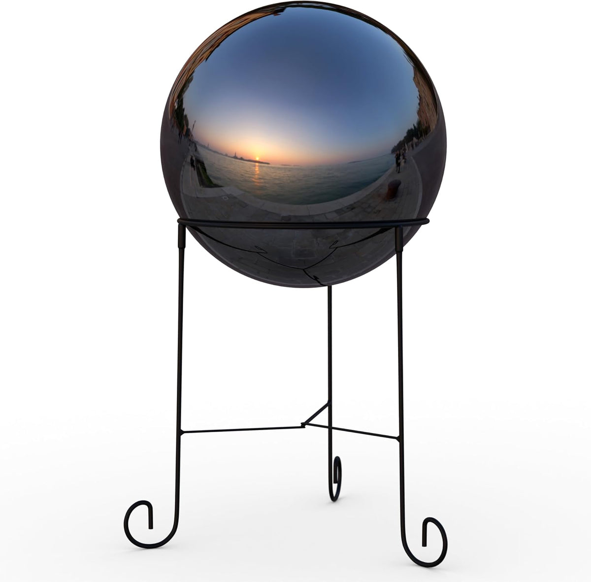 Lulu Decor, Titanium Stainless Steel Gazing Mirror Ball Size 12 with Stand