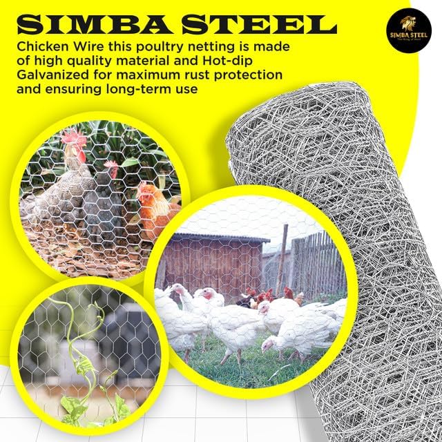 Chicken Wire 36 in x 150 FT x 2” Mesh x 20GA | Poultry Wire Netting | Hot Dipped Galvanised |