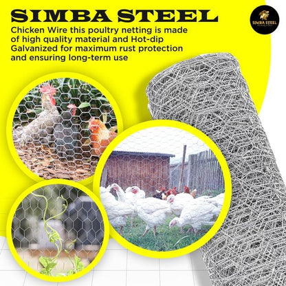 Chicken Wire 36 in x 150 FT x 2” Mesh x 20GA | Poultry Wire Netting | Hot Dipped Galvanised |