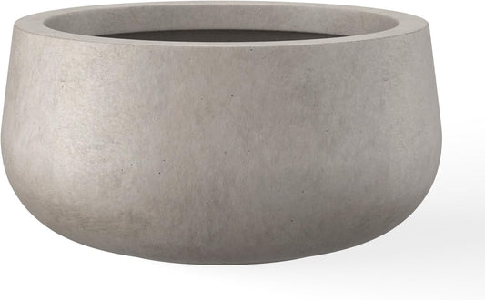 Kante 19.6" Dia Round Concrete Planter, Cement Plant Pots with Drainage Hole and Rubber Plug for