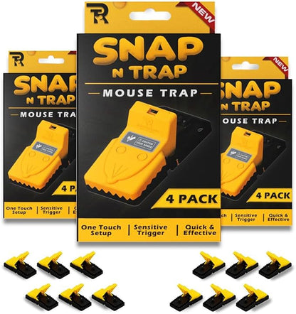 RinneTraps| 12 Pack | Snap N Trap | Mouse Trap | One Touch Setup | Reusable | Quick Kill | Made in