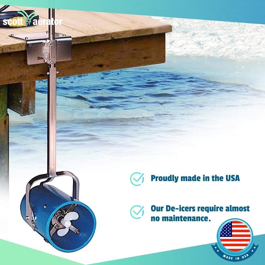 Scott Aerator DeIcer for Lakes & Ponds | 3/4 Horse Power 115V Stainless Steel | 50 ft. Electric