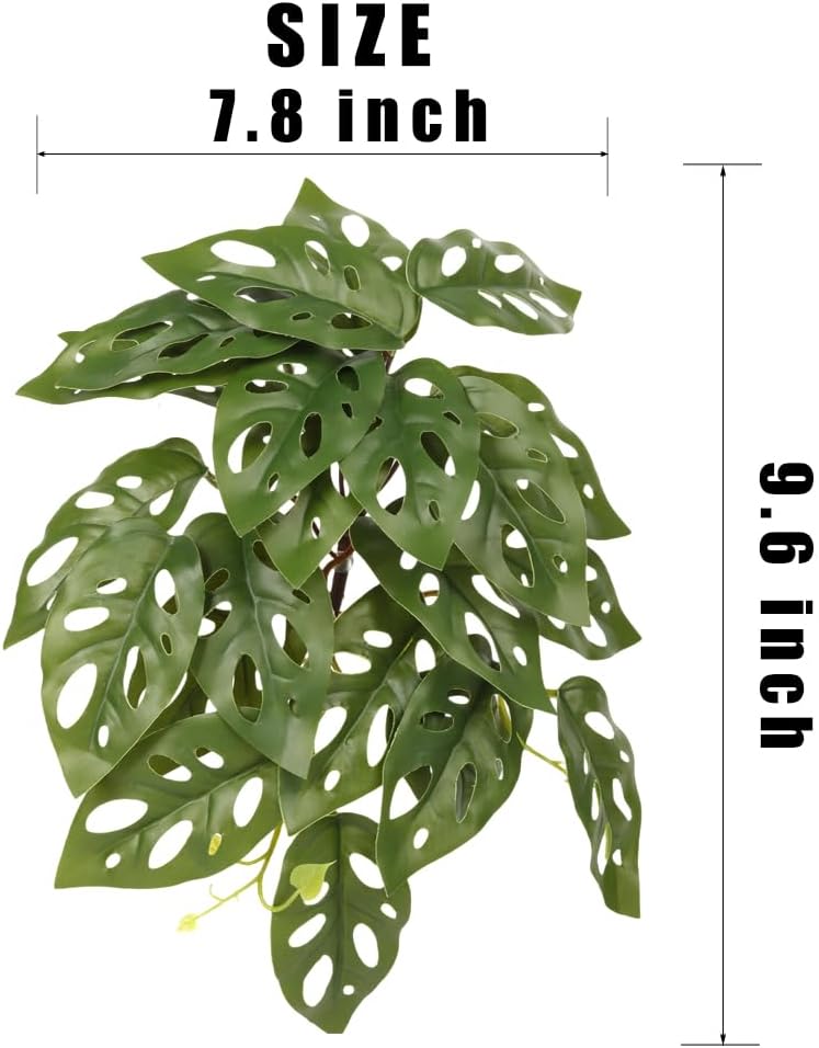 Reptile Plants for Terrarium, Amphibian Habitat Decor Artificial Hanging Plants with Suction Cup