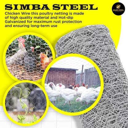 Chicken Wire 12 in x 100 FT x 2” Mesh x 20GA | Poultry Wire Netting | Hot Dipped Galvanised |