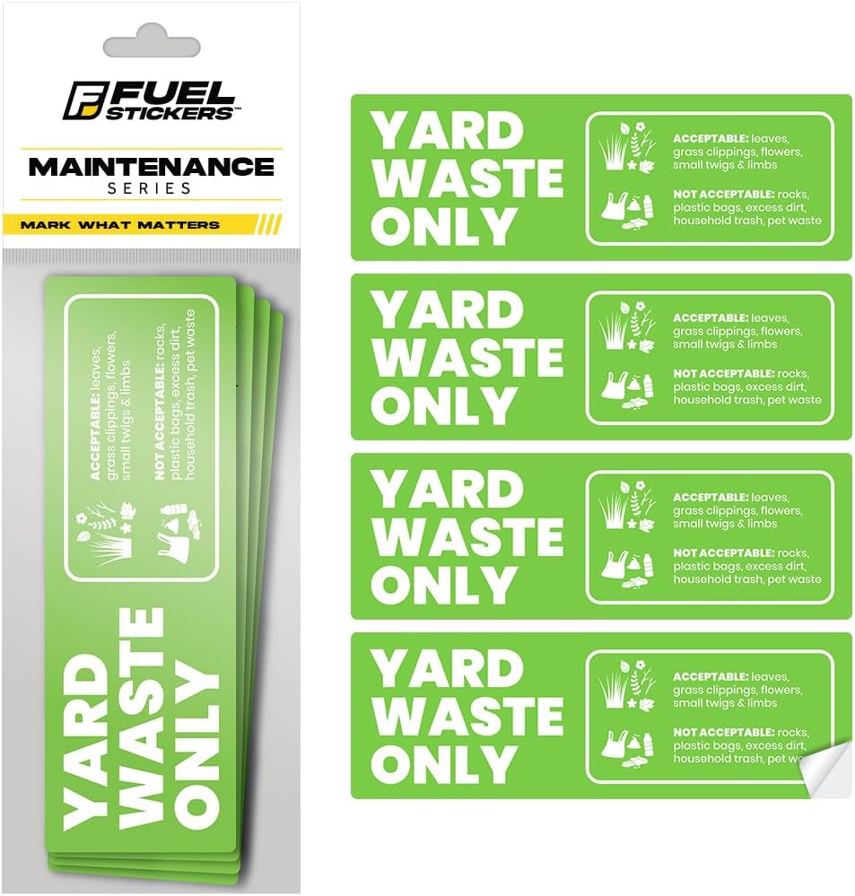 Yard Waste Sticker - Yard Waste Bin Sign - with Helpful Tips and Do & Don't Reminder - 3-5 Year