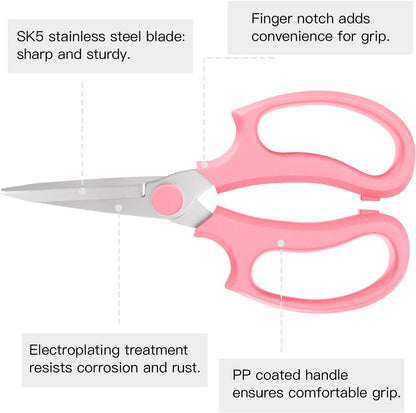 Housolution Flower Scissors, 3 Pack, Strong Floral Shears, Premium Steel Pointed Garden Pruning