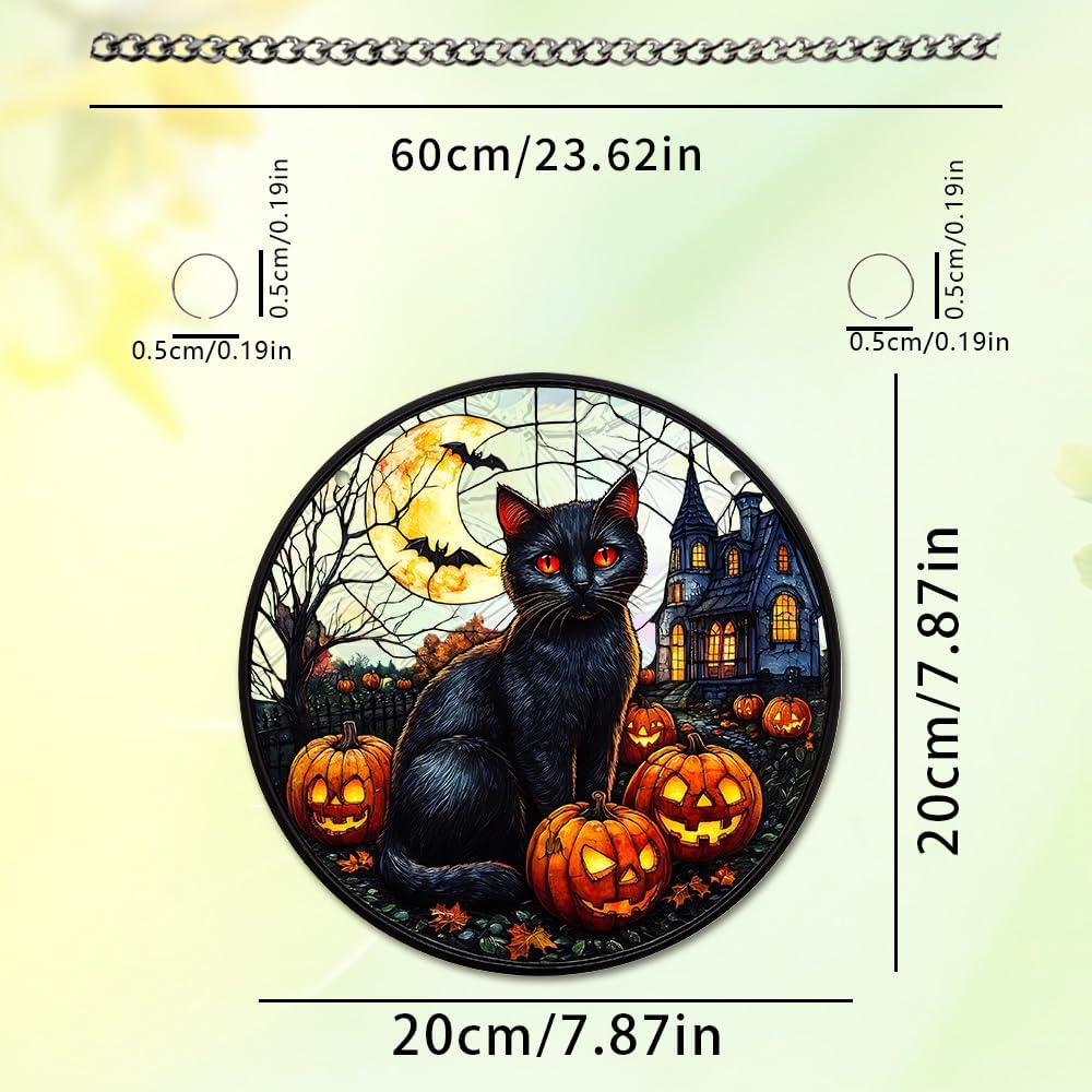 Halloween Sun Catcher - 8 Inch Round Suncatcher for Window Hanging Decoration - Creates Indoor