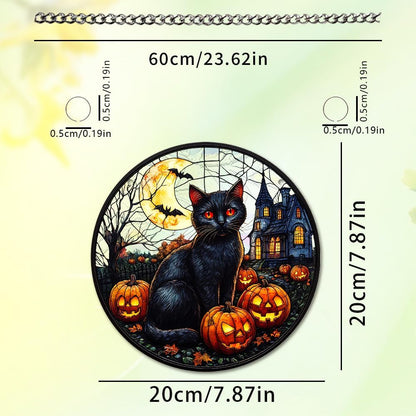 Halloween Sun Catcher - 8 Inch Round Suncatcher for Window Hanging Decoration - Creates Indoor