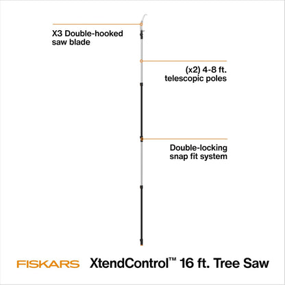 Fiskars XtendControl Extendable Tree Pruner (16 ft), Adjustable Branch Trimmer with 15" X3