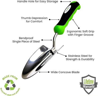 Garden Guru Heavy Duty Garden Trowel Hand Shovel for Gardening - Strong Stainless Steel - Rust