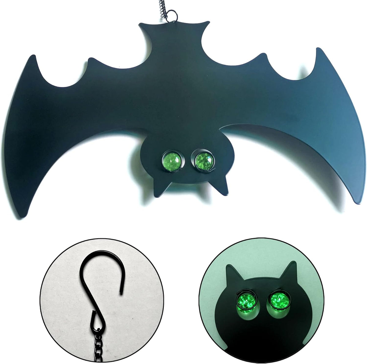 Outdoor Metal Bats, Halloween Decoration, Glow-in-The-Dark Hanging Bats, Silhouette Pendant