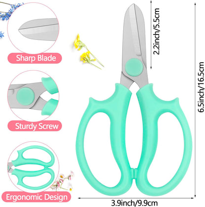 12 Pcs Flower Scissors, Stainless Steel Floral Shear, Premium Garden Pruning Shears, Sharp Garden