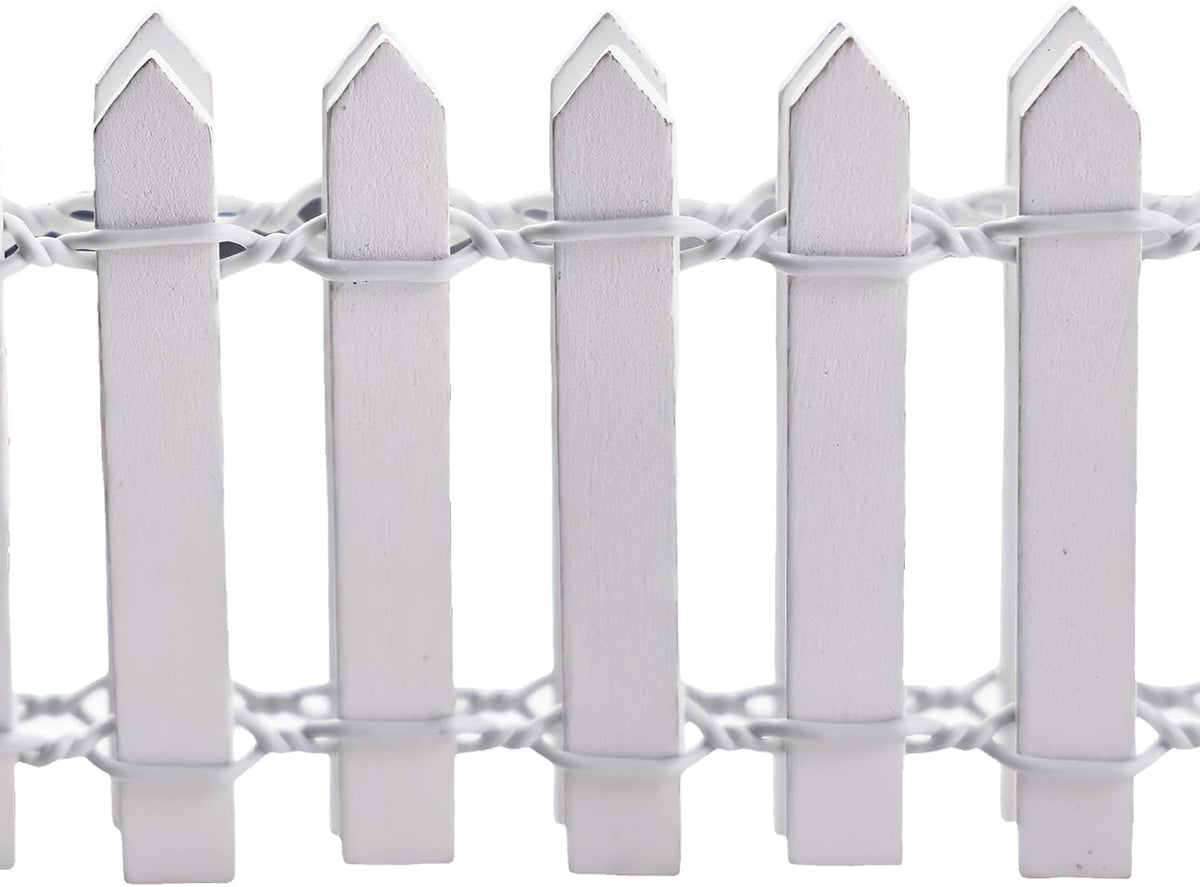 35 Inch Mini Fairy Garden Fence - White Wood Picket Fence for Crafts, Dollhouses, Plant Pots, and