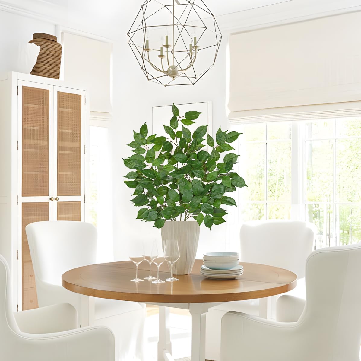 Ficus Leaves Artificial Branches 41.3" Faux Ficus Tree Branches Fake Greenery Plant Spray for Tree
