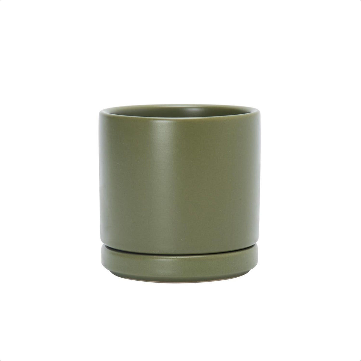 D'vine Dev 3.5 Inch Ceramic Planter Pot with Drainage Hole and Saucer, Indoor Cylinder Round