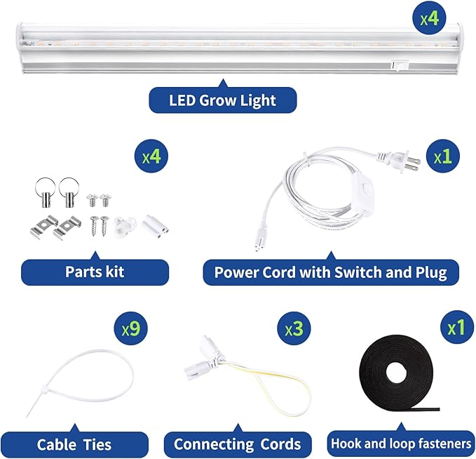 Grow Lights for Indoor Plants, 3000K Full Spectrum, 1FT Plant Growing Lamp with Side Switch, LED