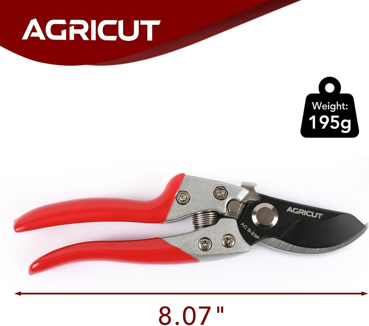 AGRICUT Pruning Shears for Gardening - 1 Inch Cut Capacity Bypass Pruners with High Carbon Steel