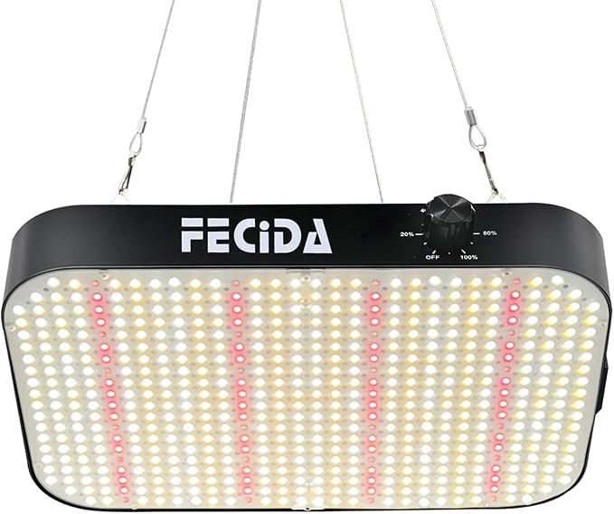 FECiDA 600W Equivalent LED Grow Light, 65W True Power Full Spectrum Plant Light, 0–100% Dimmable