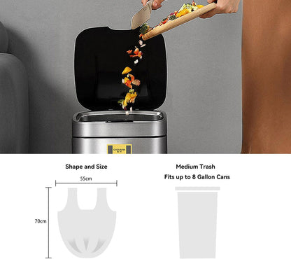 8 Gallon Trash Bags with Handles, Pack of 42, Garbage Bags, Size 55 * 70cm, Weight 8g/pcs