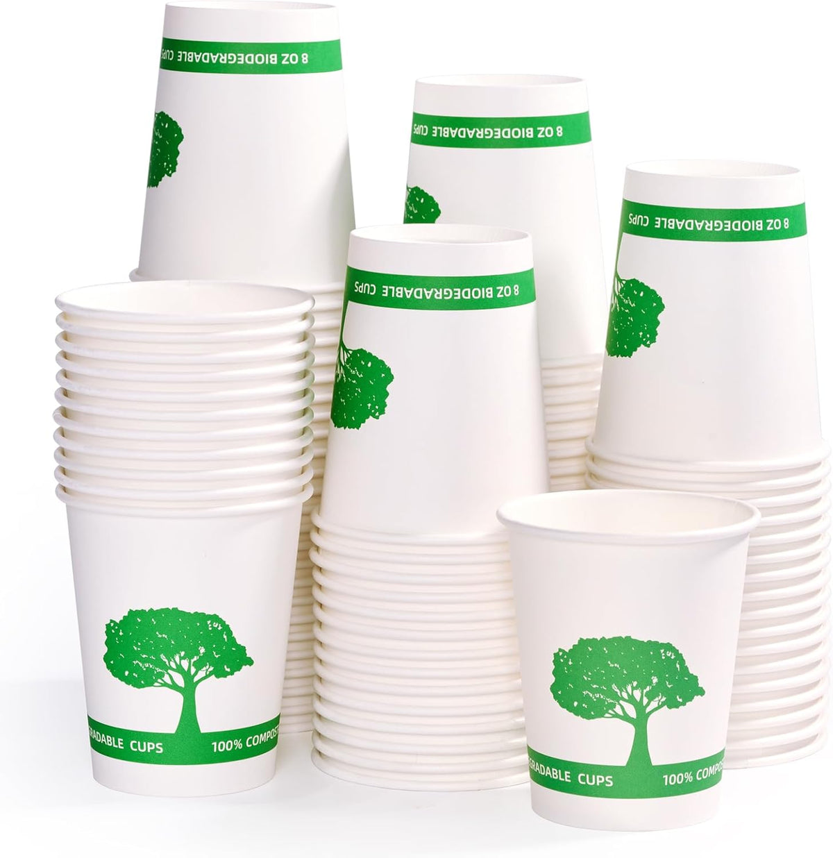 Vplus 400 Pack Compostable Paper Cups, 8 oz Paper Coffee Cups, Biodegradable Disposable Paper Cups