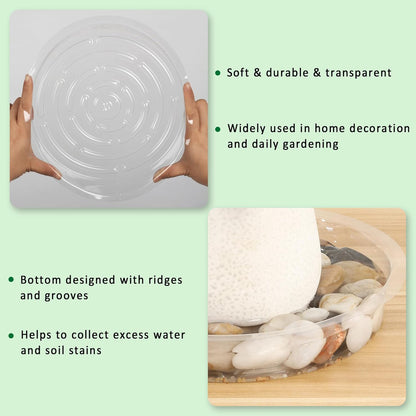 JERIA 10 Inch 20 Pack Clear Plant Saucers,Plastic Flower Pot Trays,Round Durable Plant Drip Trays