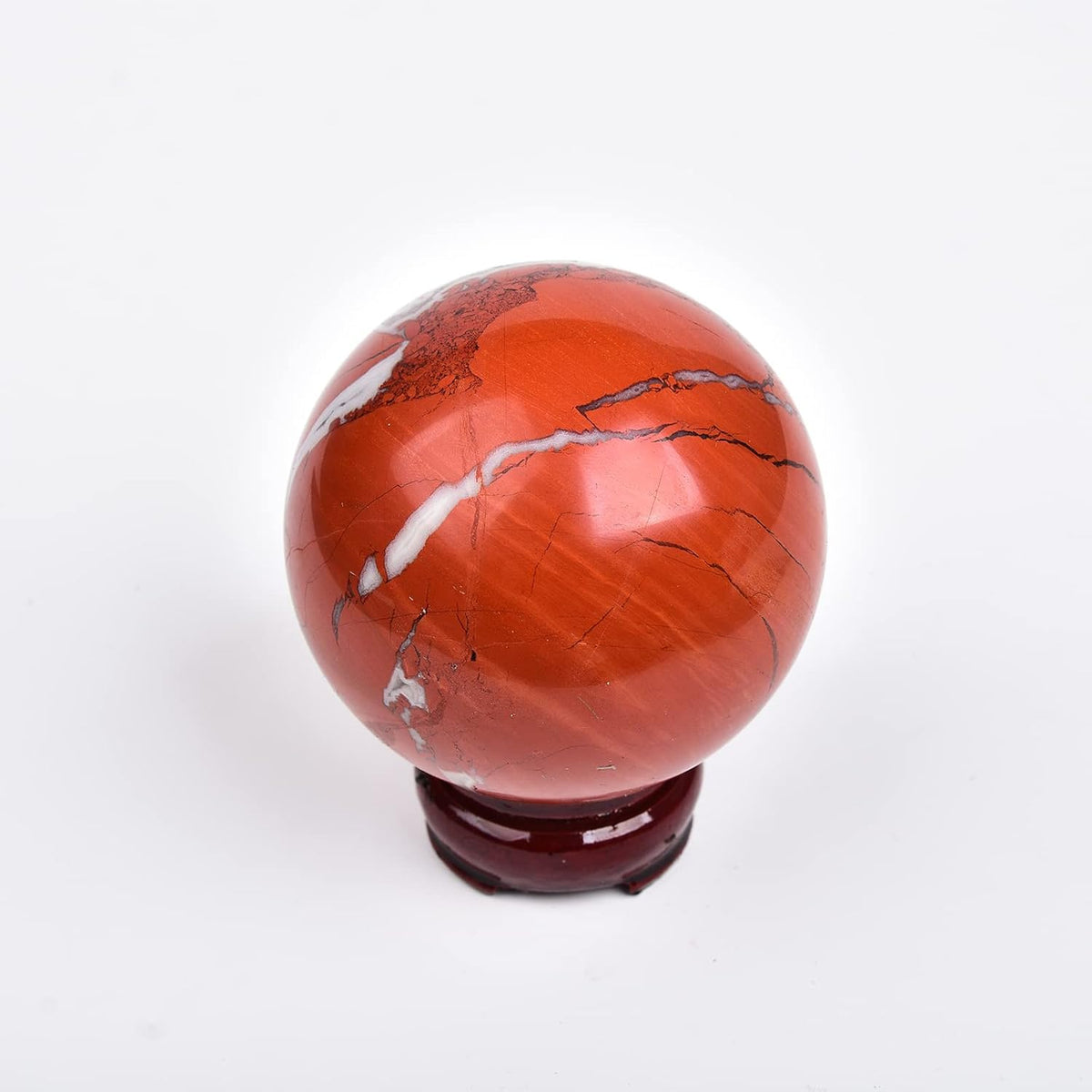 JIC Gem Natural Red Jasper Healing Crystal Ball Divination Gemstone Sphere Ball,Feng Shui Reiki