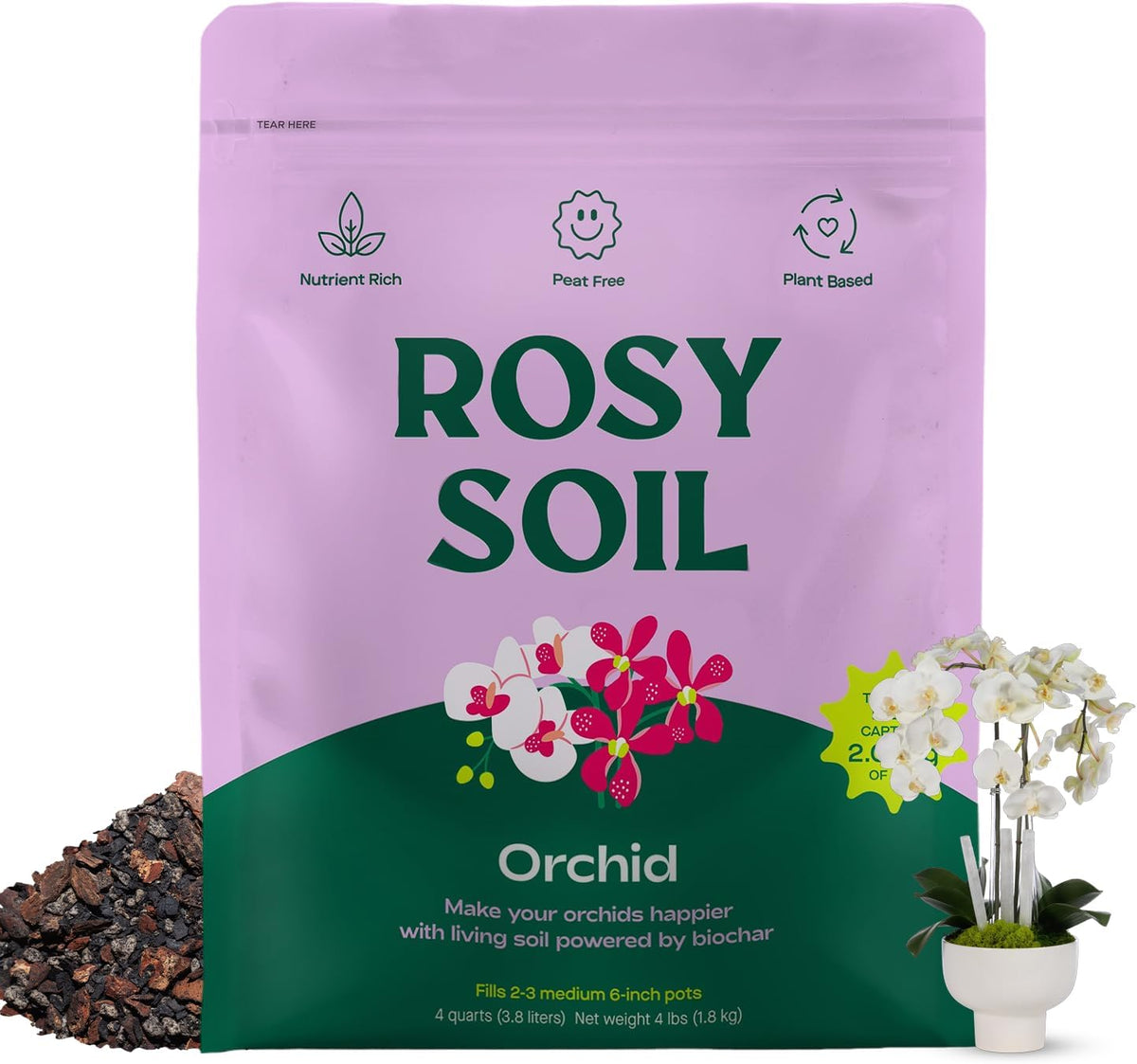 Rosy Soil Orchid Soil Potting Mix - Superior Aeration & Drainage for Orchids - Peat-Free