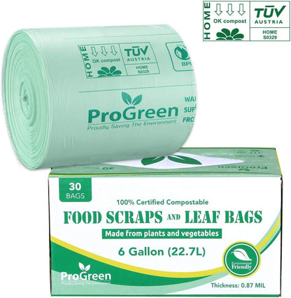 ProGreen Compostable Trash Bags, Extra Thick, Compost Kitchen Bin Bags, Food Scraps Yard Waste