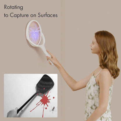 GeckoMan Rotating Head Electric Fly Swatter Racket Rechargeable Bug Zapper Racket Bug Zapper Indoor