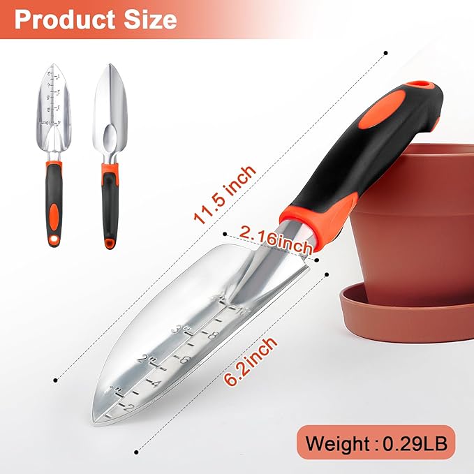 Garden Shovel Trowel Garden Tool with Measurement Mark, Heavy Duty Gardening Shovel Hand Tools