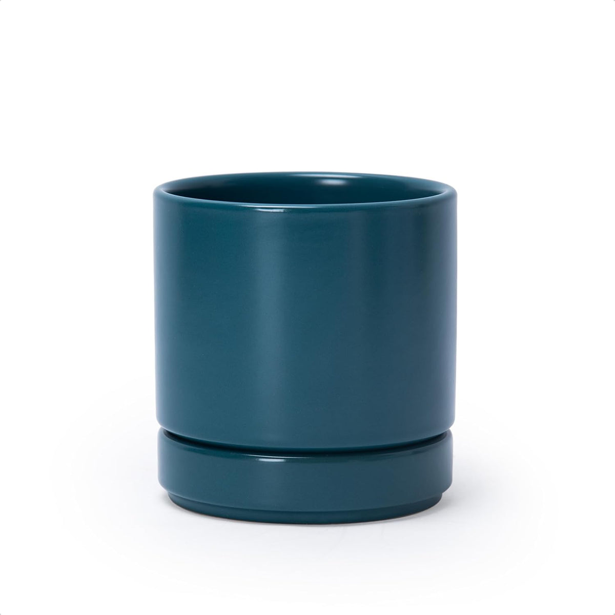 D'vine Dev 4.7 Inch Ceramic Planter Pot with Drainage Hole and Saucer, Indoor Cylinder Round