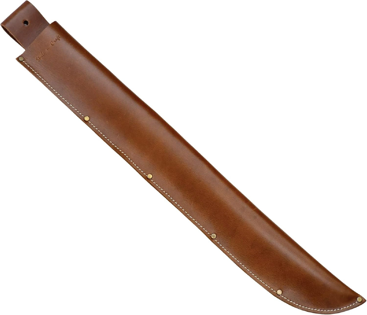Style n Craft Machete Sheath, Full-Grain Leather Sheath for a 22” Machete, Dark Tan (98028)