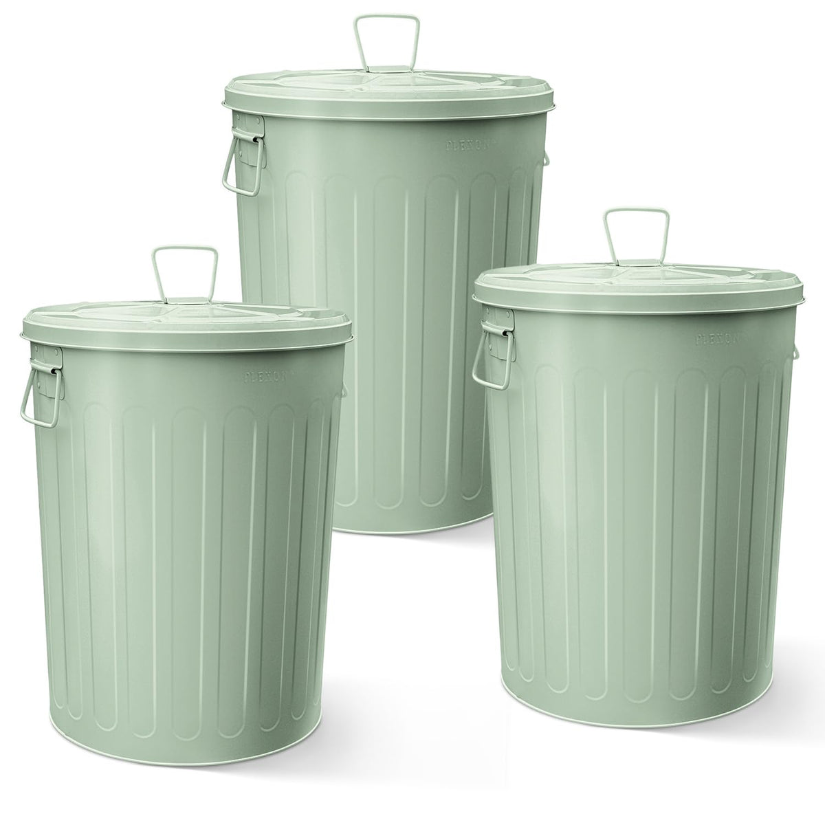Plexon Large Metal Trash Can with Lid 20 Gallon, Decorative Outdoor Trash Can Heavy Duty Galvanized